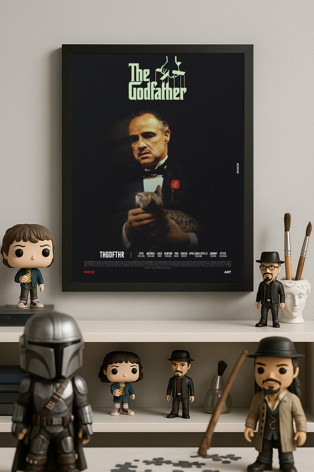 The Godfather kucağında kedi ile Don Corleone film posteri – 3. görsel