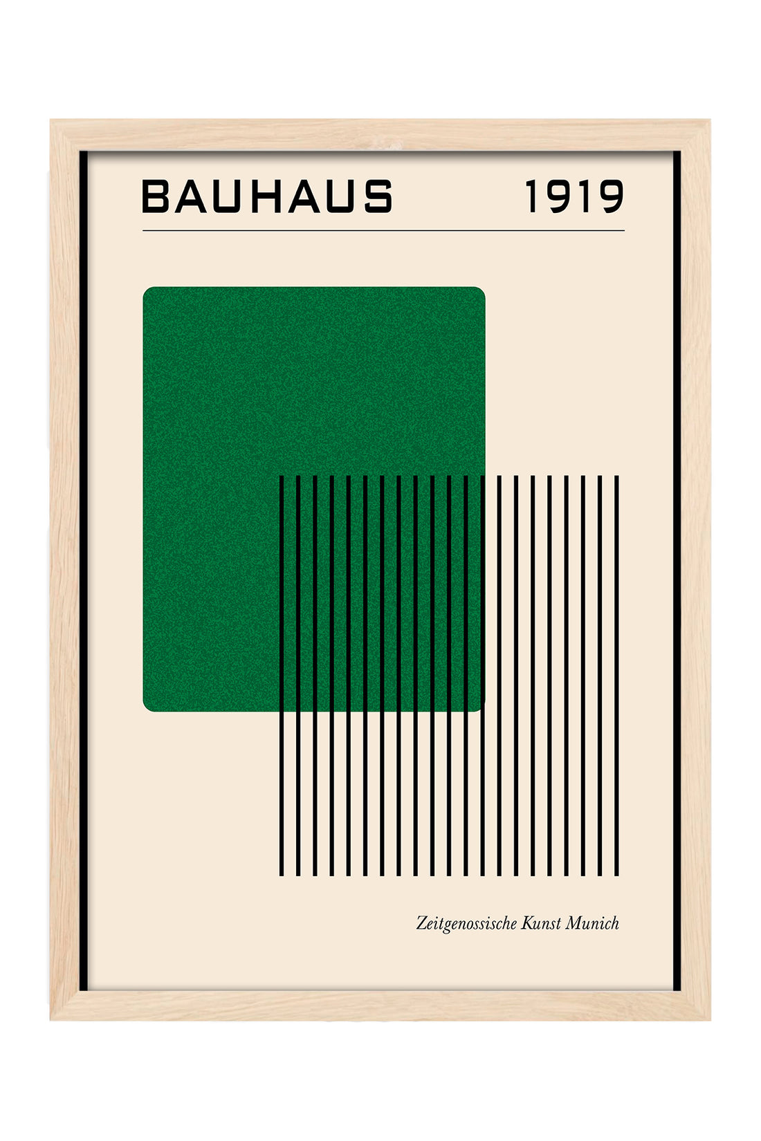 Bauhaus 1919 yeşil kare ve siyah çizgili posteri – 4. görsel