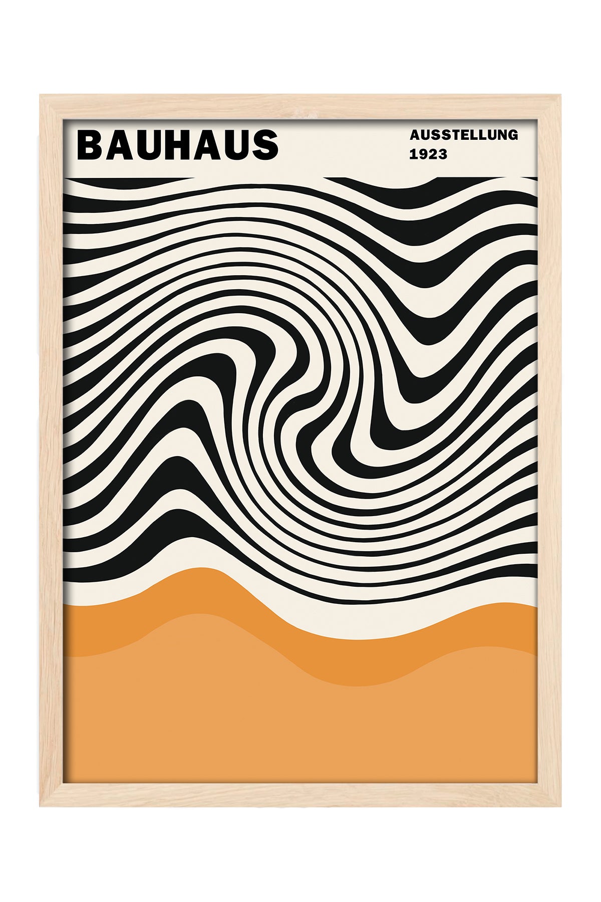 Bauhaus siyah beyaz op art dalga desenli posteri – 4. görsel