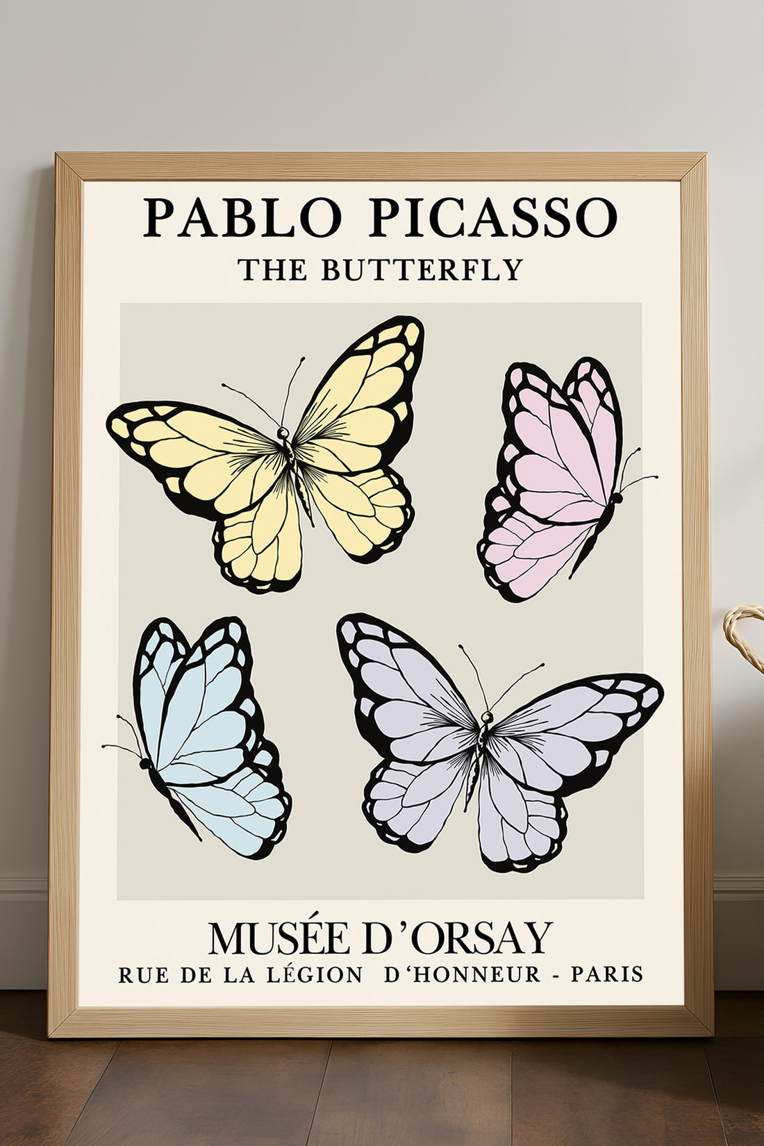 Pablo Picasso The Butterfly pastel kelebekler sergi posteri