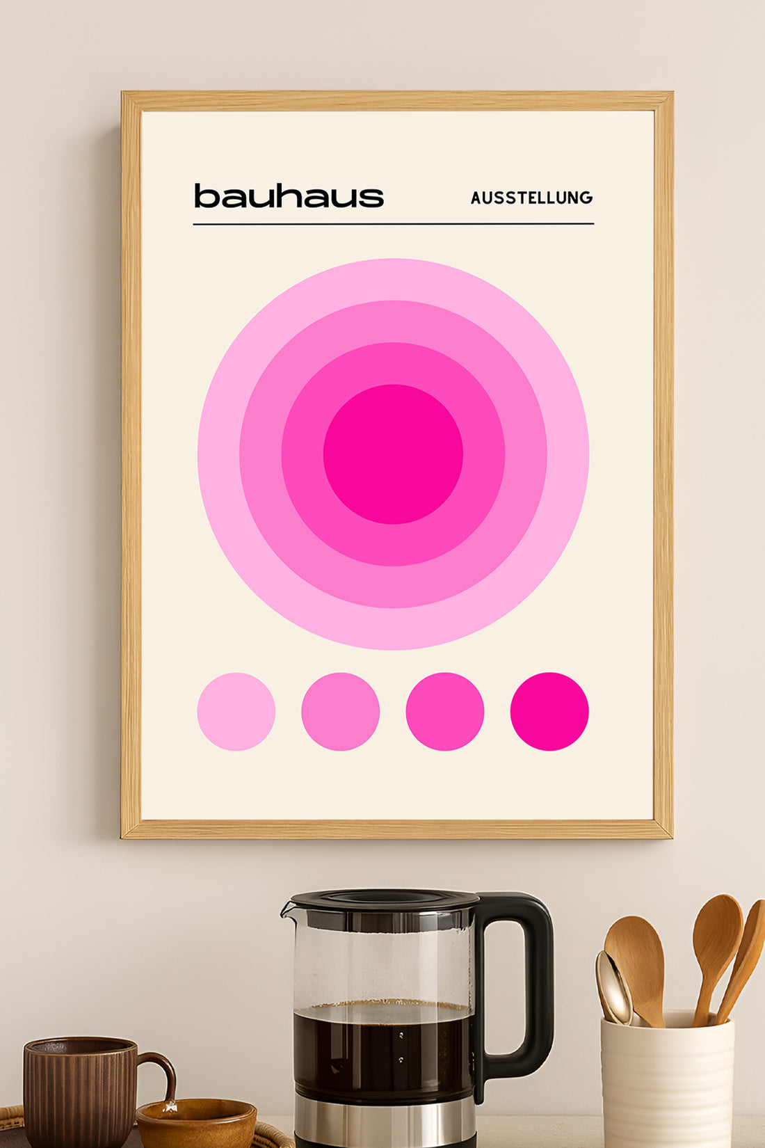 Bauhaus pembe eş merkezli daireler ve noktalar posteri – 3. görsel