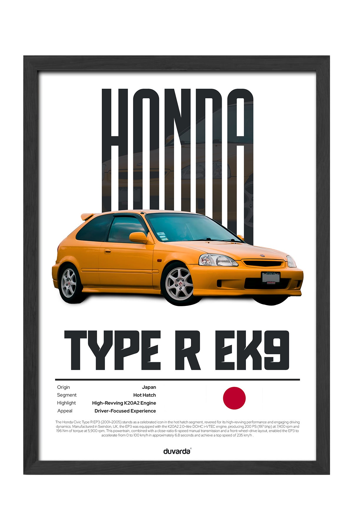 Honda Type R Ek9 Araba - tablo