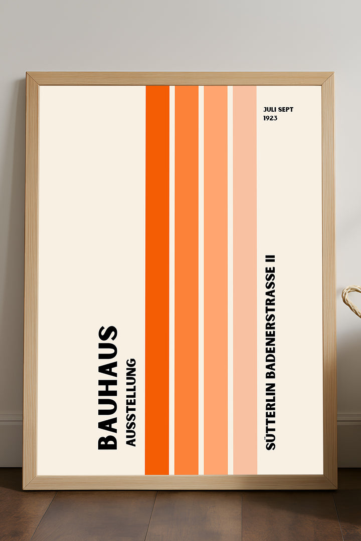 Bauhaus turuncu dikey şeritli minimal posteri